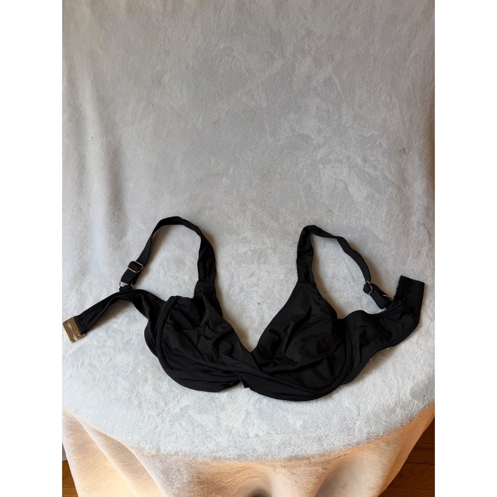 Anne Cole Bikini Top Womens 34D/32DD Black Good Underwire Swimwear